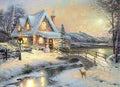 Large Festive Snowy Snowman & Fawn Scene LED Light Up Canvas/Picture 60x40cm
