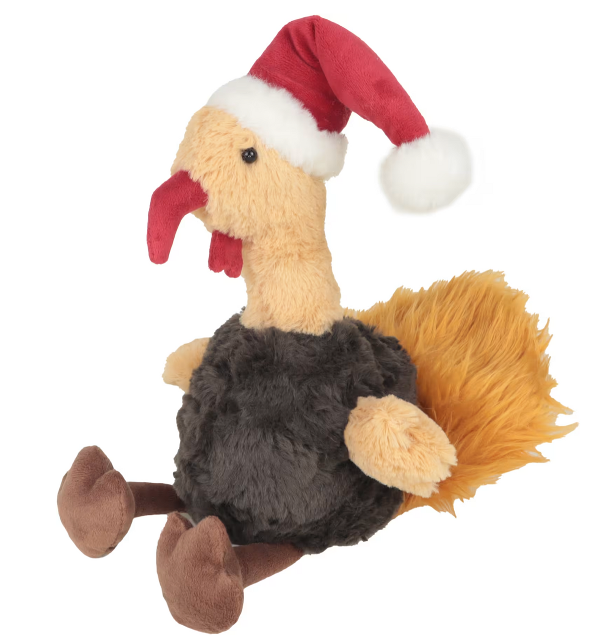 Christmas Festive Turkey Plush Supersoft & Cuddly Weighted Base & Santa Hat 28cm
