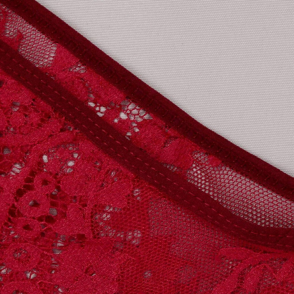 Ladies Sexy Lingerie Lace Bra Crop Top & Thong Panties Set Nightwear Size 8-10