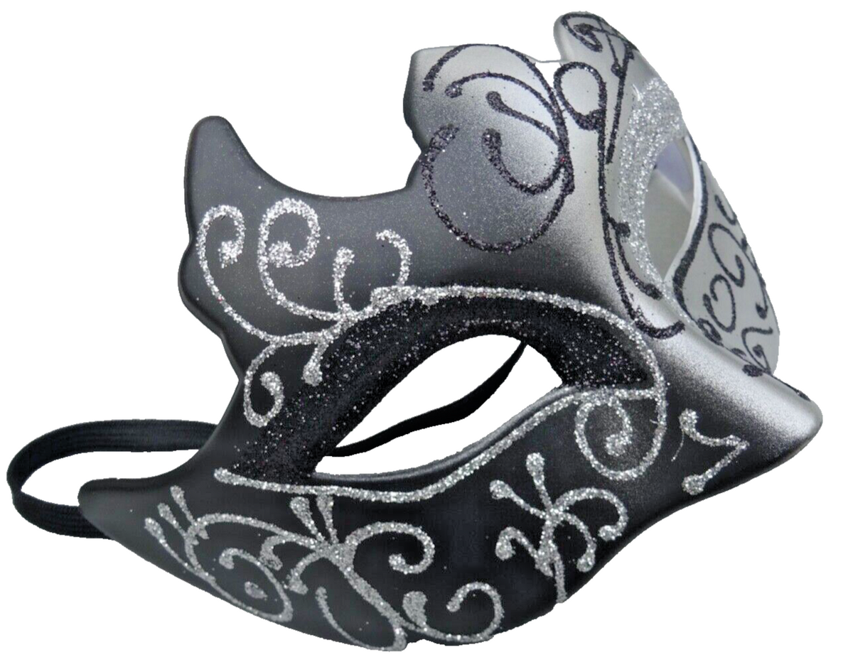 BLACK & SILVER GOTHIC MALE/FEMALE VENETIAN MASQUERADE BALL  PARTY PROM EYE MASK