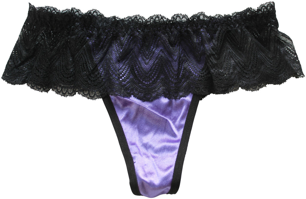 Choice of 4 Colours Beautiful Ladies Panties Briefs Thong Satin & Deep Lace 8-10