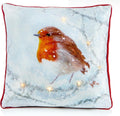 Large Winter Robin Christmas Festive LED Light Up Cushion & Insert Approx 45cm