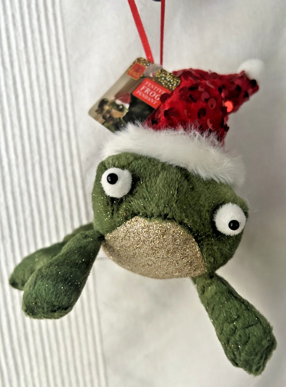 Cute  Festive Frog Hanging Pendant 14cm Tall Christmas Ornament Decoration Tree