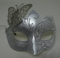 SILVER & WHITE VENETIAN MASQUERADE CARNIVAL PARTY BALL PROM EYE MASK & BUTTERFLY