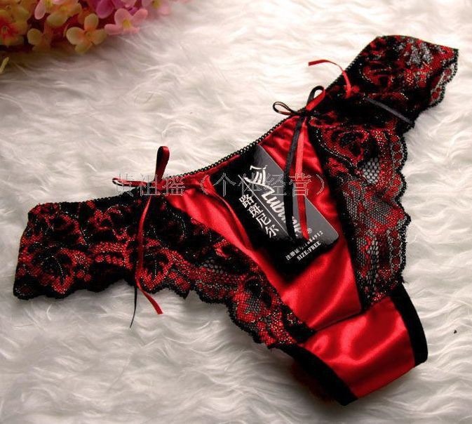 Choice of 3 Colours Beautiful Sexy Ladies Panties Briefs Thong Satin & Lace 8-10