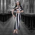 Ladies Sexy Nun Sister Church Costume 3 Piece Dress Wimple & Thong Size 10-12