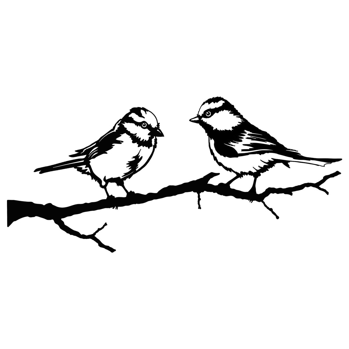 Black Metal Birds on a Branch Tree Silhouette 26cm Long Garden Ornament