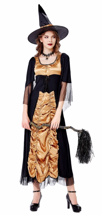Ladies Halloween Vampire Witch Dark Queen Costume Elaborate Dress Size 10-12