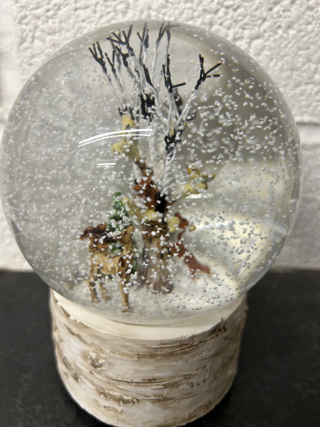 Musical Christmas Woodland Animals Snow Globe Bark Effect Base 16cm Jingle Bells