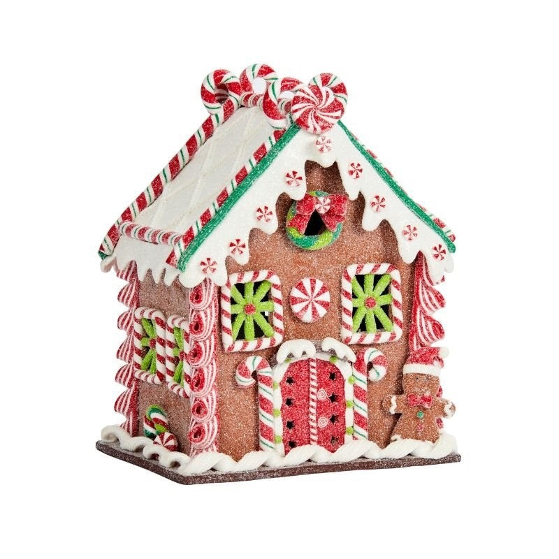 Large Christmas Glitter Gingerbread Frosty Candy Chalet LED Lights 26cm Tall