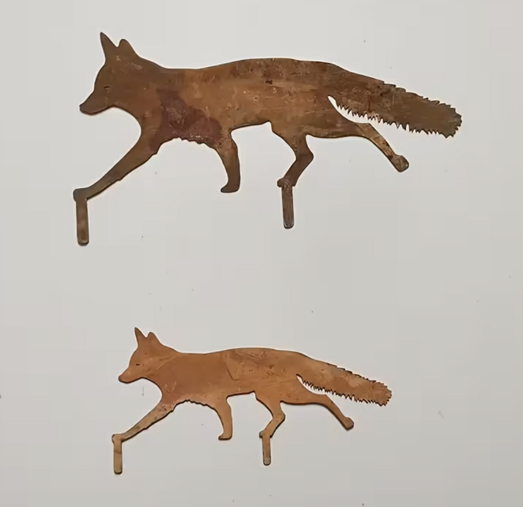 Core-Ten Rusty Patina Fox & Cub Garden Ornament Figurine Approx 40cm & 30cm Long