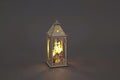 28.5cm Natural Wood Lantern House Scene 10 Warm White LEDS Decoration