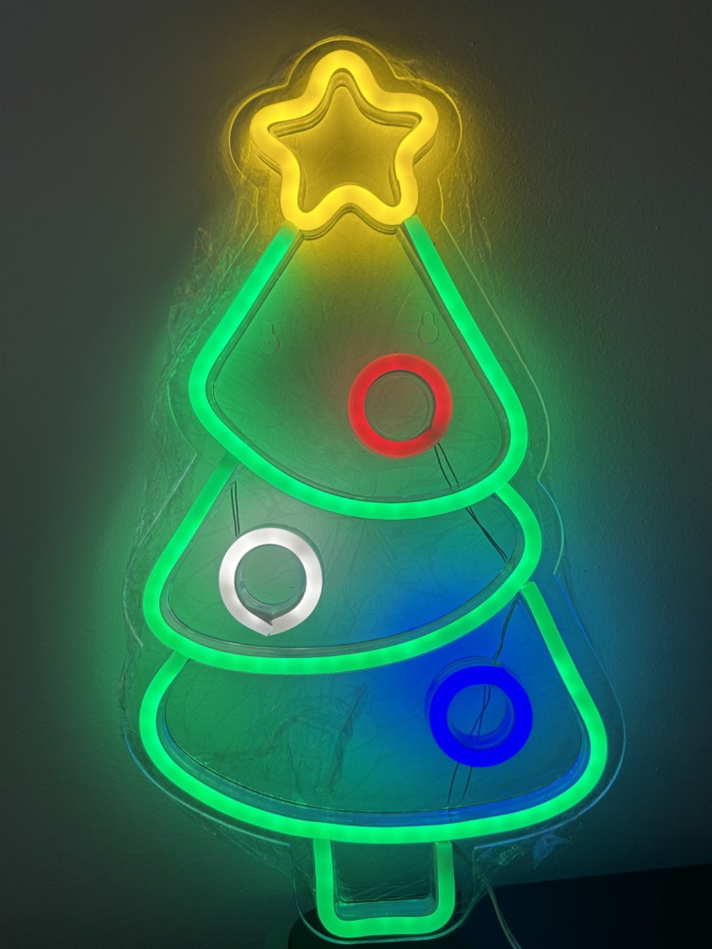 40cm Tall Neonesque Neon Christmas Bauble Tree Sign LED Xmas Light Decoration
