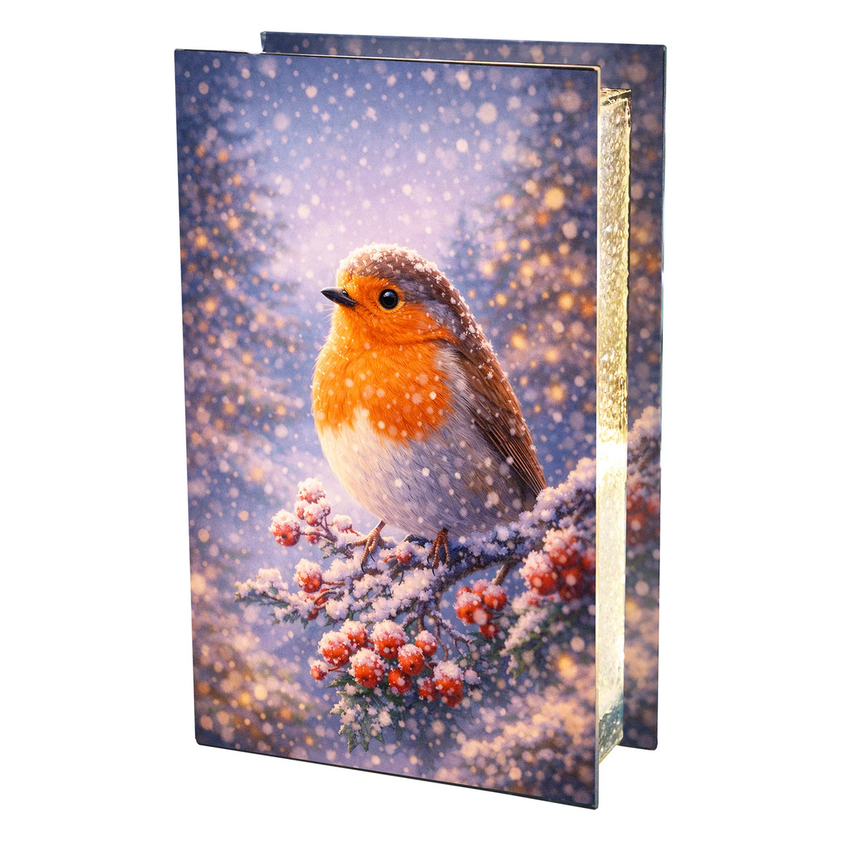 Glass Flashing or Static LEDs Robin Christmas Decoration 21cm Tall Double Sided