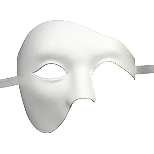 TOP QUALITY WHITE HALF FACE PHANTOM Venetian Masquerade Party Theatrical Mask
