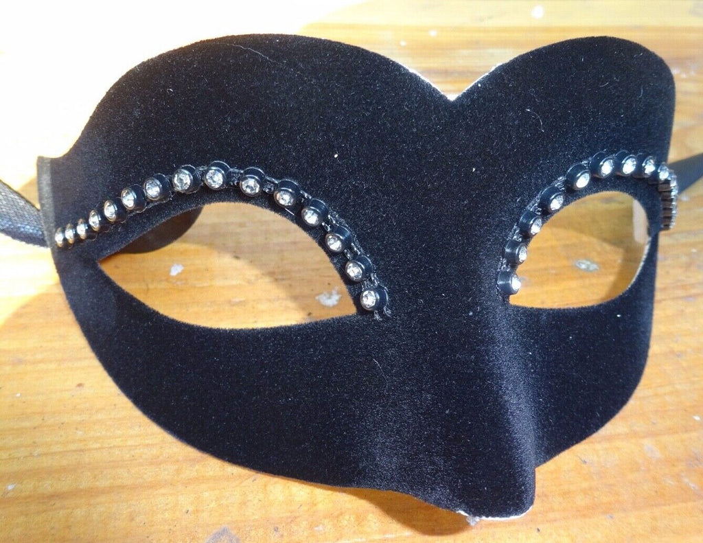 Ladies Black Velour Venetian Masquerade Party Carnival Eye Ball Butterfly Mask