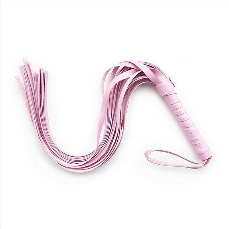Leather Whip in Two Colours White or Pink 45cm Long Erotic Dominatrix