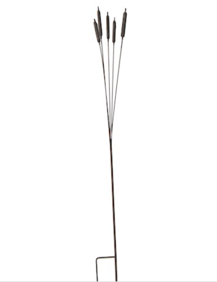 Core-Ten Rusty Metal 5 Bullrush Stake Garden Ornament 1 Metre Tall 15cm Wide