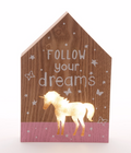REDUCED Illuminated Sparkling Unicorn Wooden Wall Plaque Follow Your Dreams