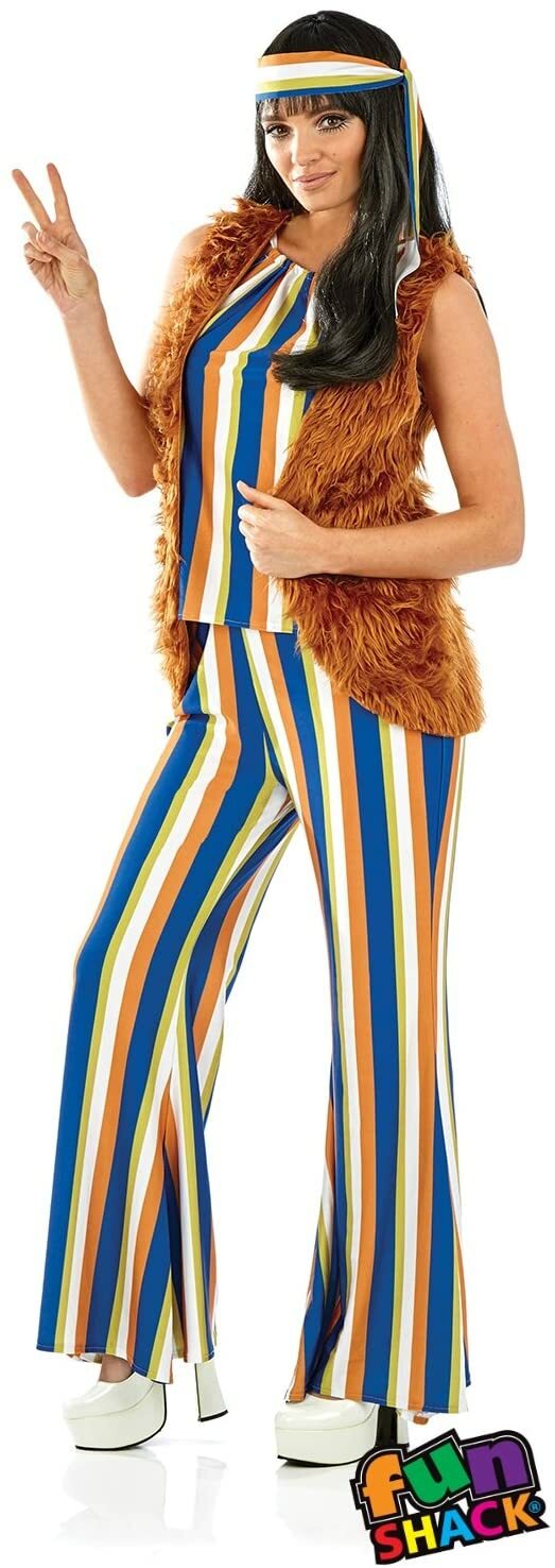 Fun Shack Ladies 60s Hippie Singer Complete 1960s Costume/Outfit Size 16-18