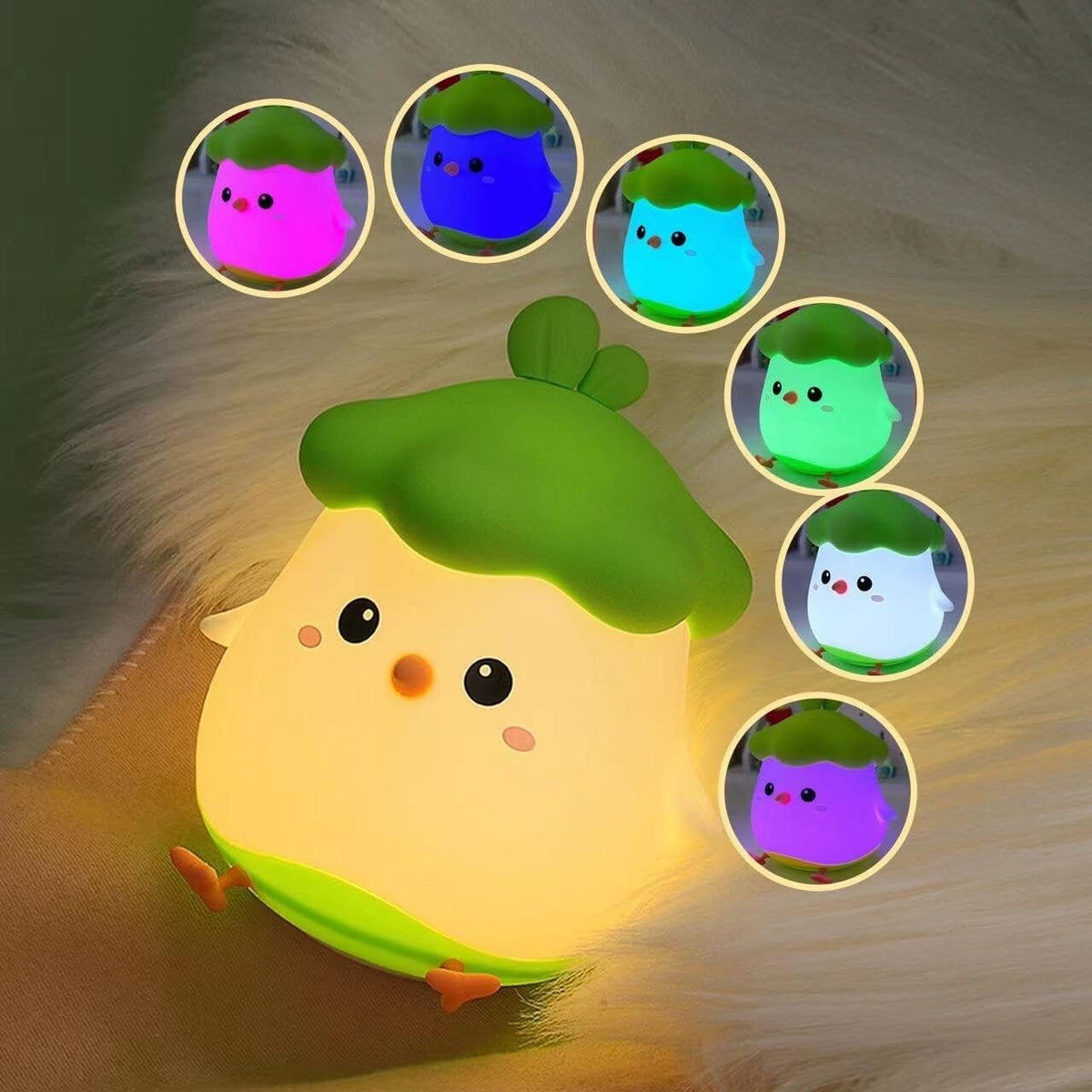Squeezable RGB Nightlight Chuck Veggie Lumi Buddy Colour Changing Lamp Bed Light