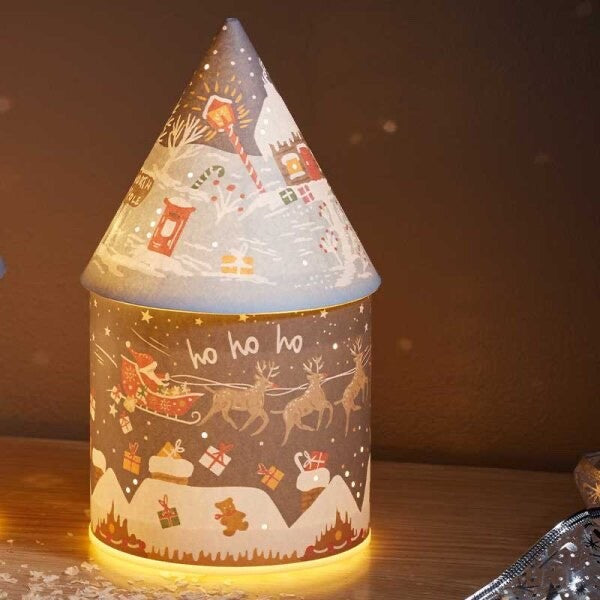 Christmas Santa & Sleigh 'Ho Ho Ho' Festive House LED Lantern Decoration 20cm