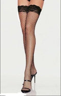 Ladies Sexy Lingerie Black Fishnet Stockings with 5cm Lace Tops