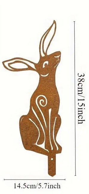 Rusty Metal Hare Garden Ornament, 38cm