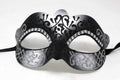 SILVER & BLACK VENETIAN MASQUERADE PARTY CARNIVAL EYE PROM BALL MASK & DIAMONTES