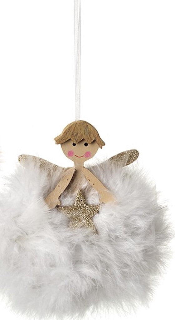 Choice Pink or White Cute Christmas Tree Hanging Decoration Fluffy Fairy Baubles