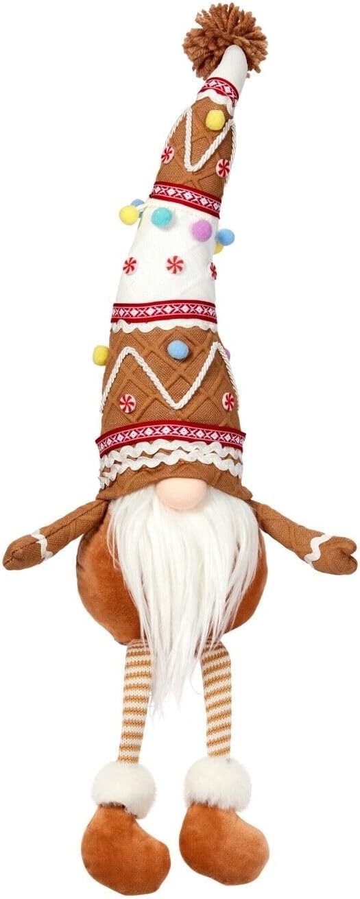 Christmas Gingerbread Seated Weighted Base Nordic Gnome Santa Gonk 43cm Long