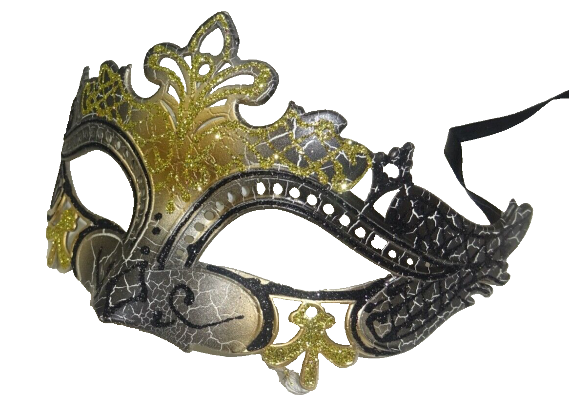 LADIES GOLD & BLACK RIALTO VENETIAN MASQUERADE PARTY CARNIVAL BALL EYE MASK