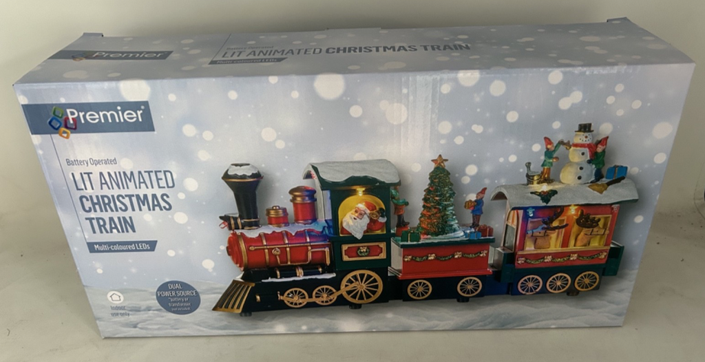 Multicoloured LED Light Up Santa Train Locomotive Decoration Revolving Tree 38cm