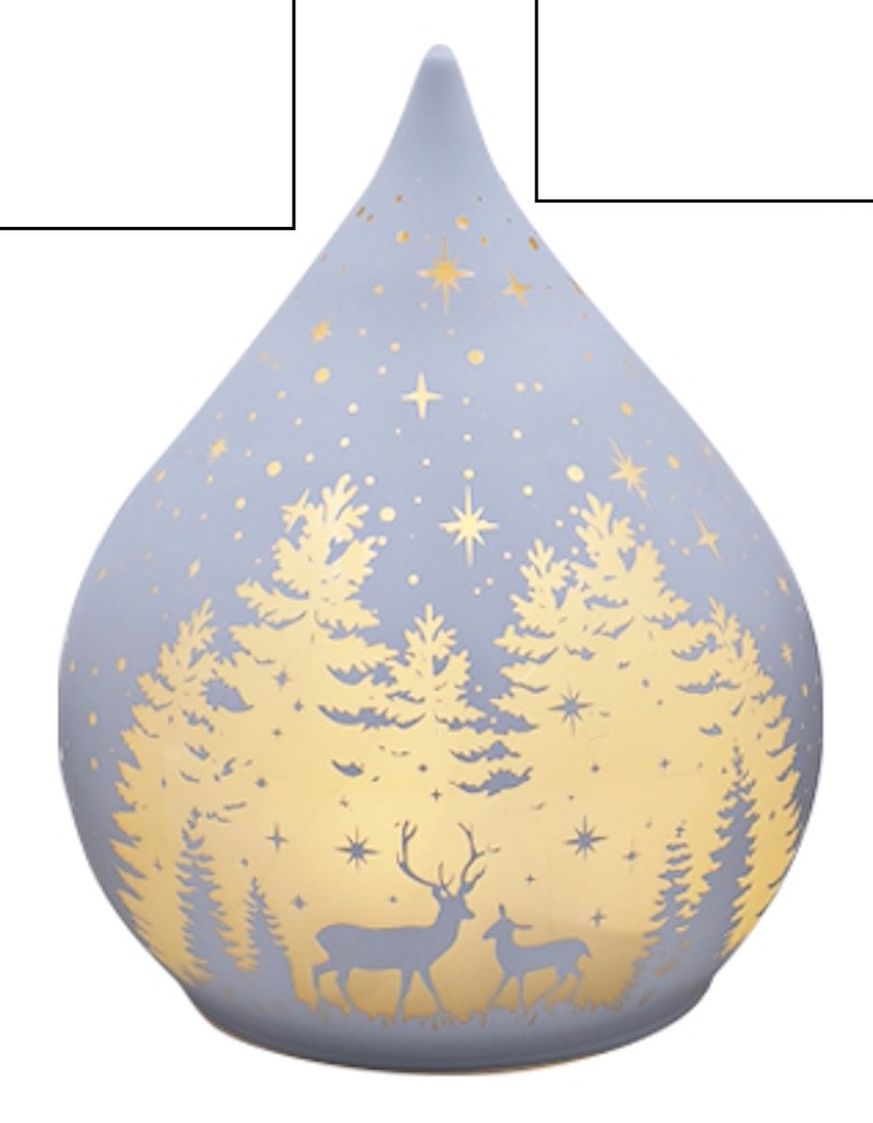 Choice of 3 Colours Teardrop Winter Forest Christmas LED Lamp Lantern 15cm Tall