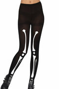 Ladies Skeleton Bones Halloween Fancy Dress Tights One Size 120D Day of the Dead