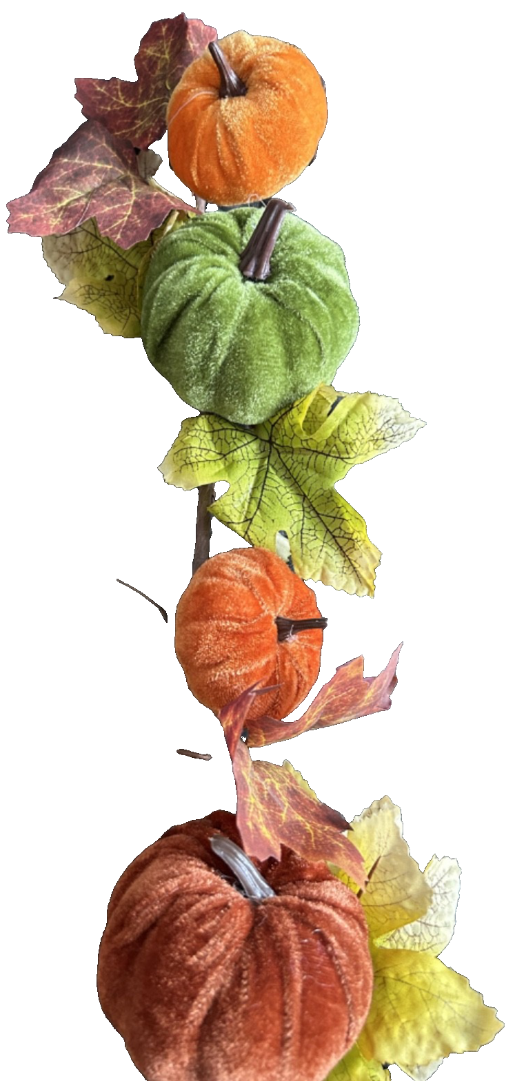 Autumn Collection Velvet Pumpkins & Leaves Garland Decorative Halloween 2 Metres