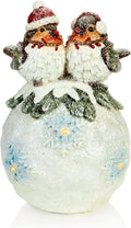 Christmas LED Light Up 2 Robins on a Snowball Lantern Lamp Decoration 19cm High