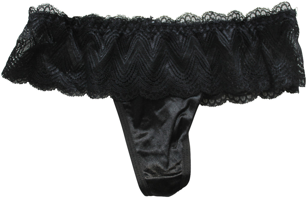 Choice of 4 Colours Beautiful Ladies Panties Briefs Thong Satin & Deep Lace 8-10