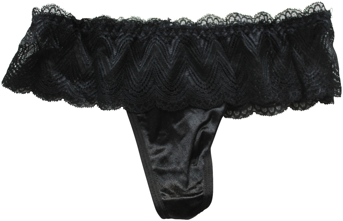 Choice of 4 Colours Beautiful Ladies Panties Briefs Thong Satin & Deep Lace 8-10