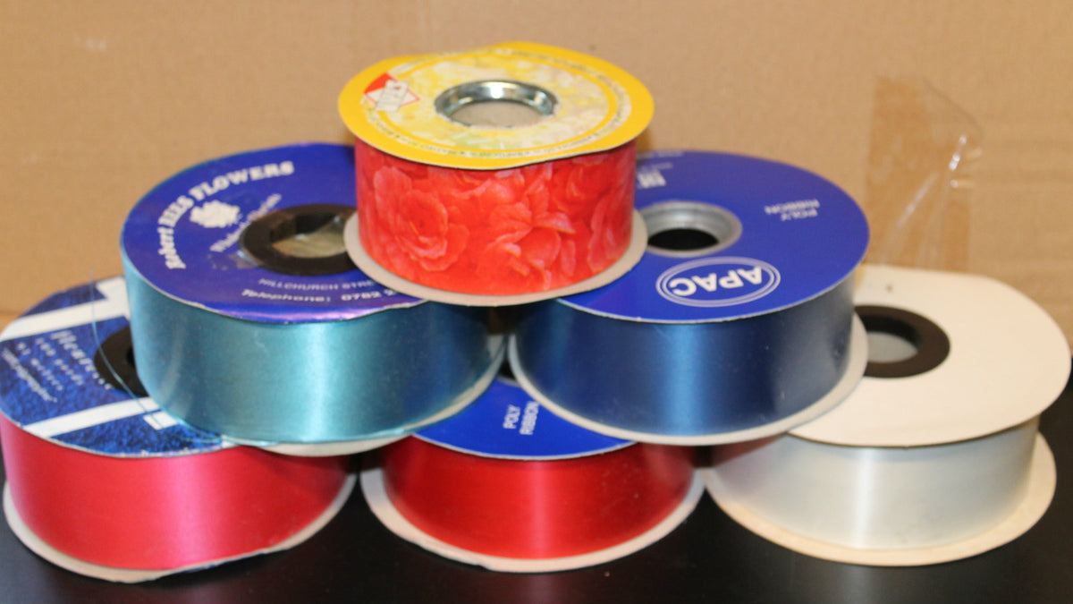 10 METRE WEDDING POLY RIBBON CRAFT FLOWER FLORISTRY 2 INCH (5cm) VARIOUS COLOURS
