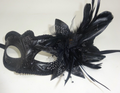 LADIES MIDNIGHT BLACK WITH ELABORATE FLOWER VENETIAN MASQUERADE PARTY EYE MASK