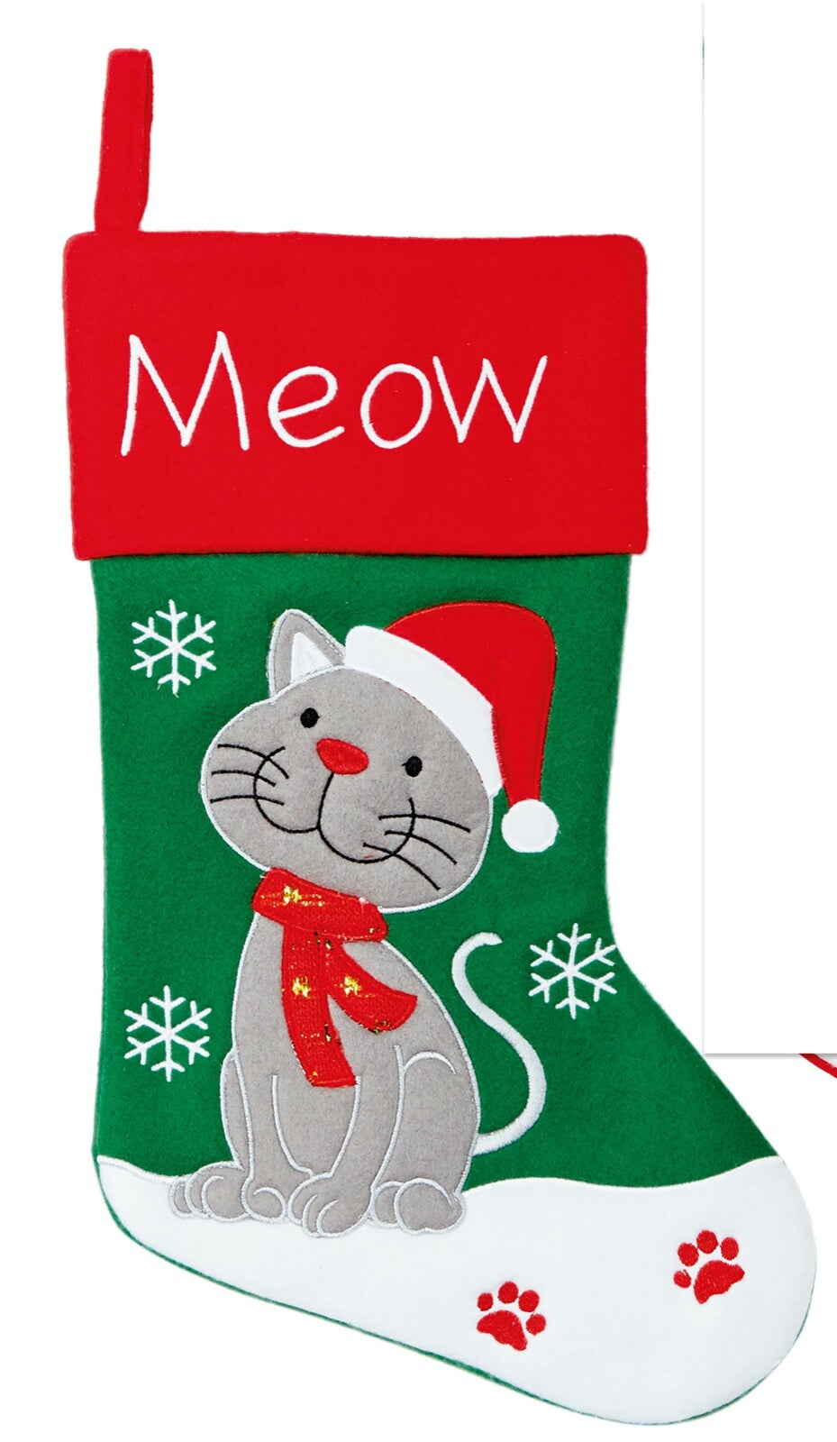 Choice of Two Designs Christmas Stockings for Dogs or Cats Woof or Meow Message