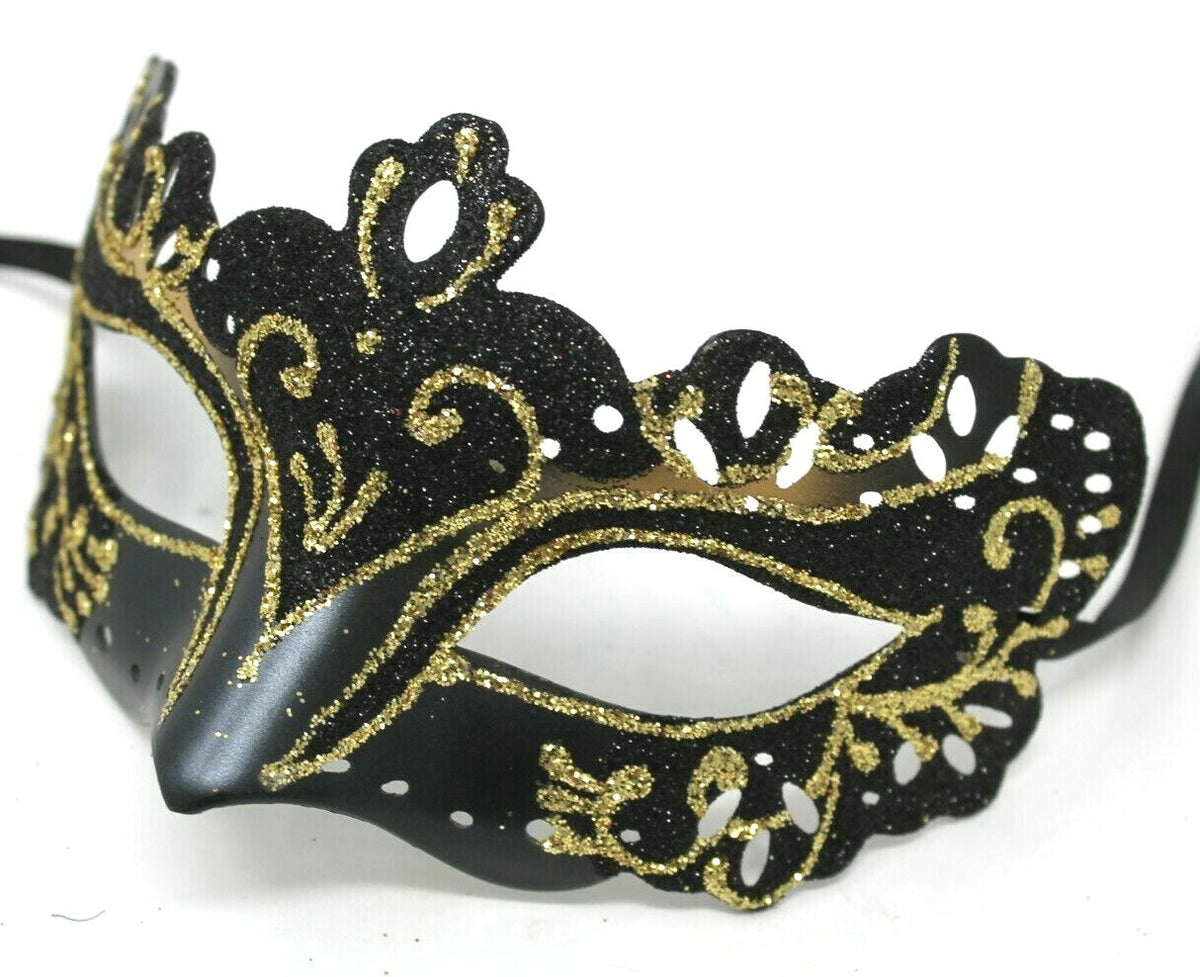 GOLD & BLACK RIALTO VENETIAN MASQUERADE PARTY CARNIVAL EYE PROM BALL  FACE MASK
