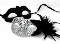HIS N HERS PAIR COUPLES BLACK  AND SILVER VENETIAN MASQUERADE PARTY EYE MASKS