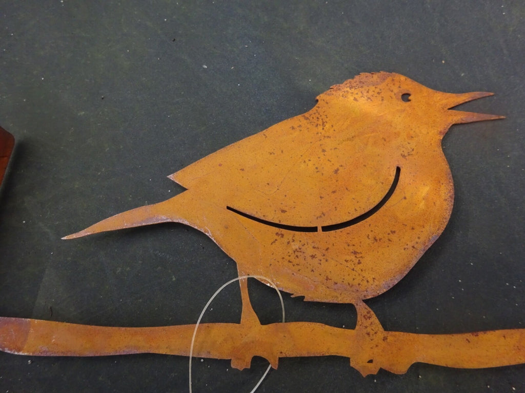 Rusty Metal Birds on a Branch Tree Silhouette 40cm Long Garden Ornament Easy Fix