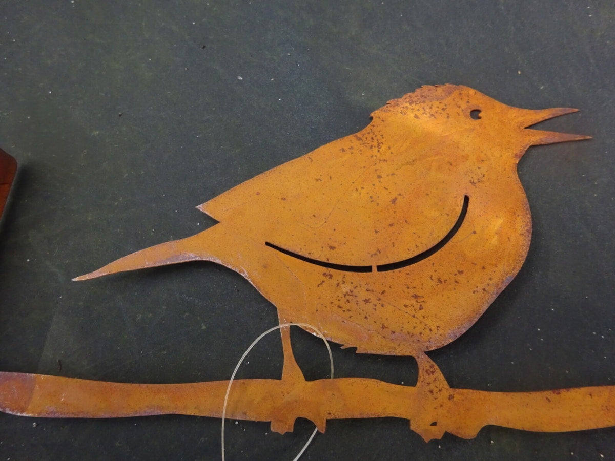 Rusty Metal Birds on a Branch Tree Silhouette 40cm Long Garden Ornament Easy Fix
