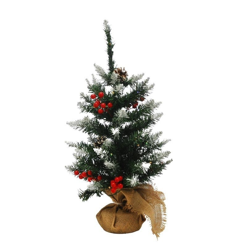 Festive Pre Lit Berry & Cone Table Decoration Christmas Tree 60cm Multicoloured