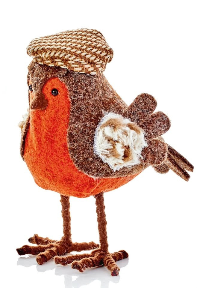 Choice of 2 Designs Cute Festive Robins with Earmuffs 18cm Tall Freestanding