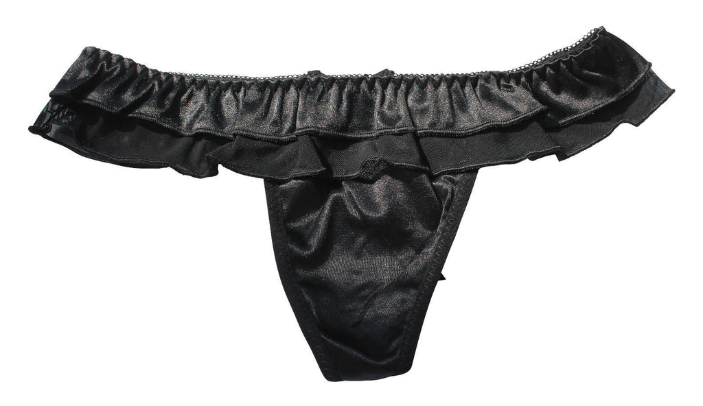 Choice 2 Colours Beautiful Ladies Panties Briefs Thong Satin & Sheer Fabric 8-12