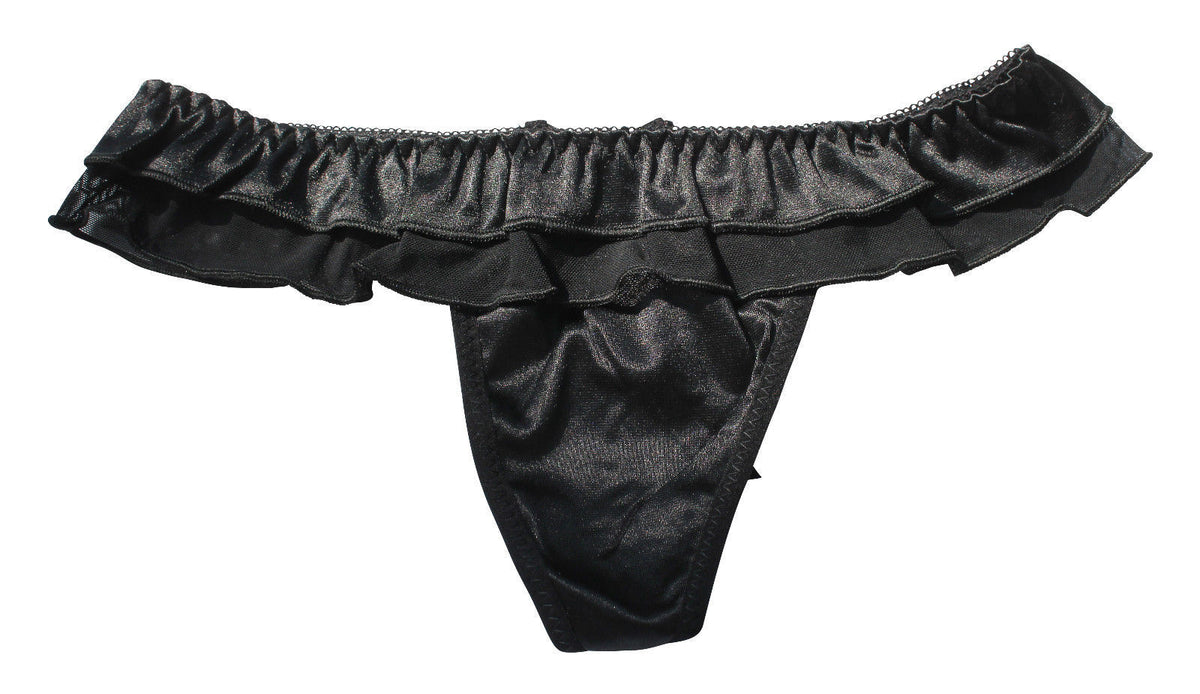Choice 2 Colours Beautiful Ladies Panties Briefs Thong Satin & Sheer Fabric 8-12